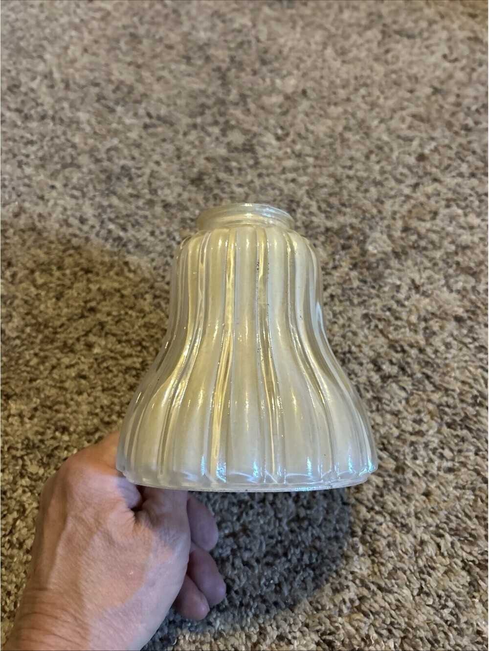 Antique Milk Glass Pressed Electric Lamp Shade . 30s-40s